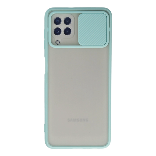 Galaxy A22 Kılıf Palm Buzlu Kamera Sürgülü Silikon - Turkuaz