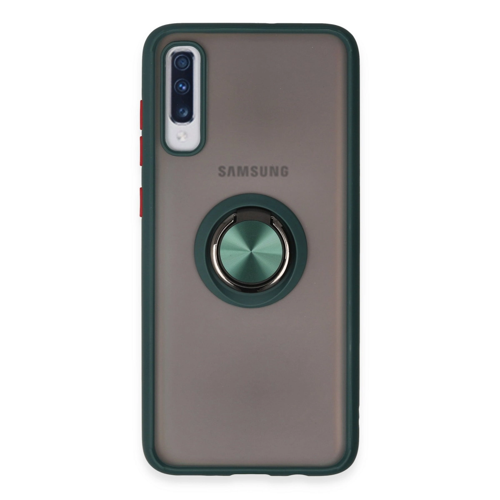 Galaxy A70 Kılıf Montreal Yüzüklü Silikon Kapak - Yeşil