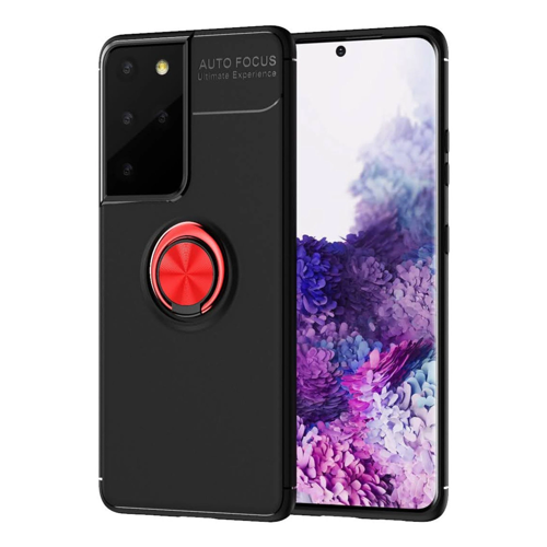 Galaxy S21 Kılıf Range Yüzüklü Silikon - Siyah-Kırmızı