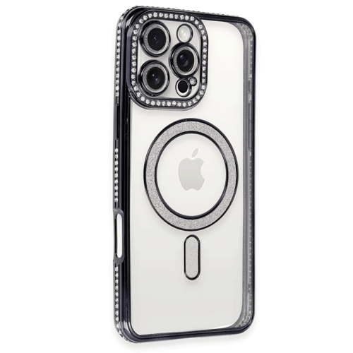İphone 16 Kılıf Joke Simli Magneticsafe Kılıf - Siyah