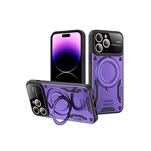 İphone 16 Kılıf Joy Lens Standlı Kapak - Mor