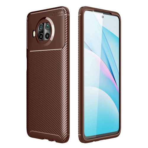 Mi 10T Lite Kılıf Auto Focus Karbon Kapak - Kahverengi