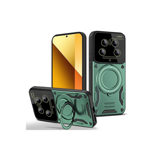 Mi 14 Kılıf Joy Lens Standlı Kapak - Koyu Yeşil