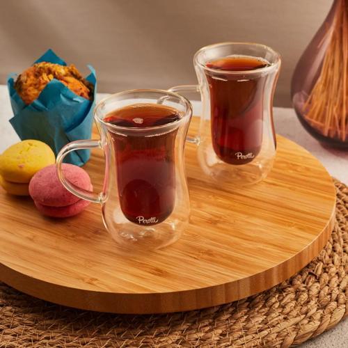 Double Wall Kuplu Çay Bardağı 2 Parça