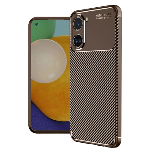 Poco X7 Kılıf Auto Focus Karbon Kapak - Kahverengi