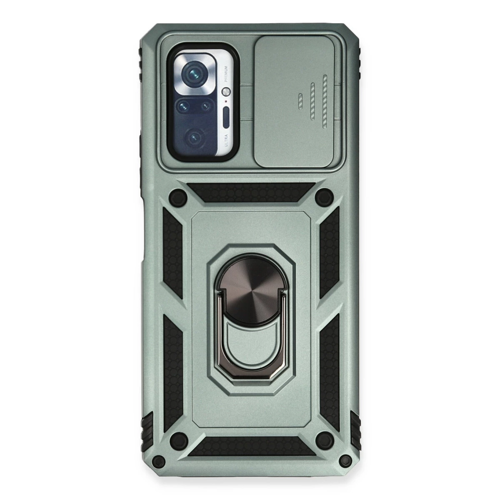 Redmi Note 10 Kılıf Pars Lens Yüzüklü Silikon - Yeşil