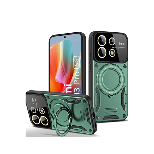 Redmi Note 13 4G Kılıf Joy Lens Standlı Kapak - Koyu Yeşil