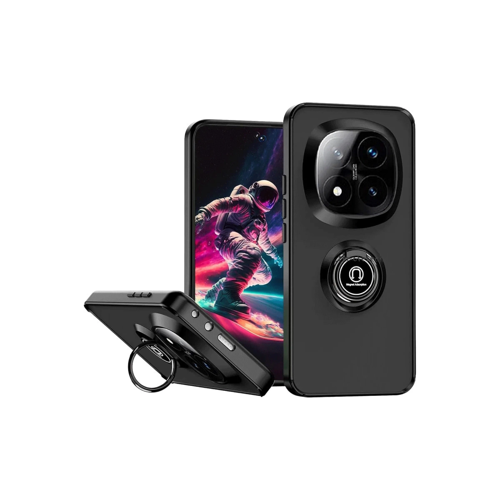 Redmi Note 14 Kılıf Montreal Yüzüklü Silikon Kapak - Siyah