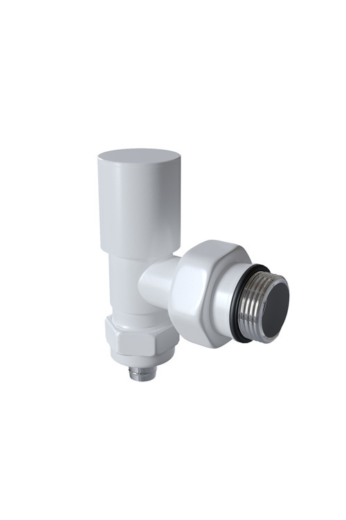 Radyatör Vanası 1/2'' Beyaz Köşe Pex (Metal Volanlı 16*2mm Boru Bağl. Rakorlu)