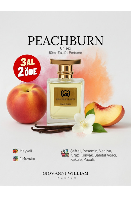 Peachburn Unisex Kadın/Erkek Parfüm | Sexy | Odunsu ve Sıcak | Şeftali, Kiraz, Konyak, Sedir Ağacı