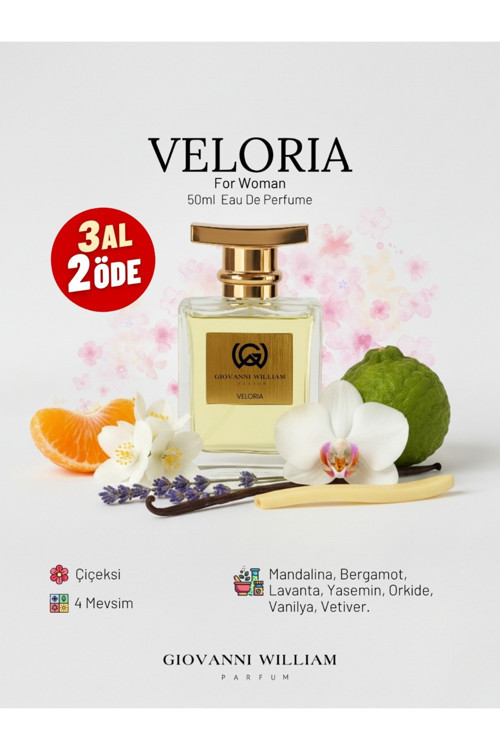 Veloria Kadın Parfüm Edp | Çiçeksi | Tatlı, Özgüvenli, Vanilya, Lavanta, Yasemin