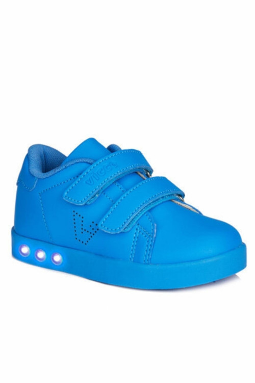 Oyo Kız/Erkek Çocuk Işıklı Saks Mavi Sneaker Bebe Patik Filet Unisex Spor Ayakkabı 313.P19K.100(17)
