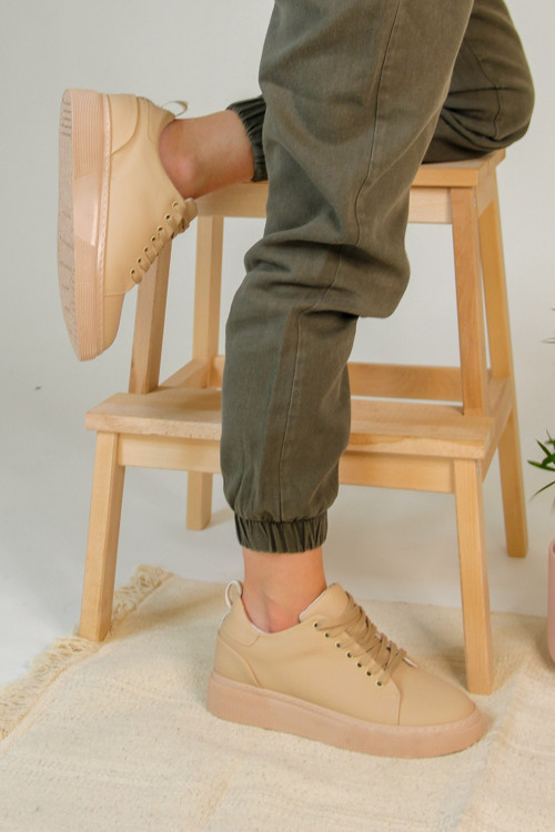 Kadın Ten Kalın Tabanlı Sneaker