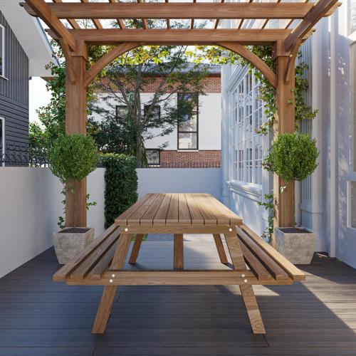 Ahşap Piknik Masası Fındık Renk 8 kişilik