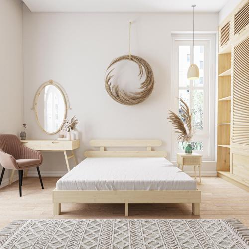 Damla Model Doğal Çam Ahşap Karyola 90x190 cm