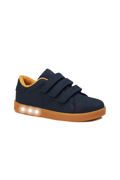 Erkek Çocuk Işıklı Bantlı Ortapedik Taban Lacivert Sneaker Spor Ayakkabı Boy Child