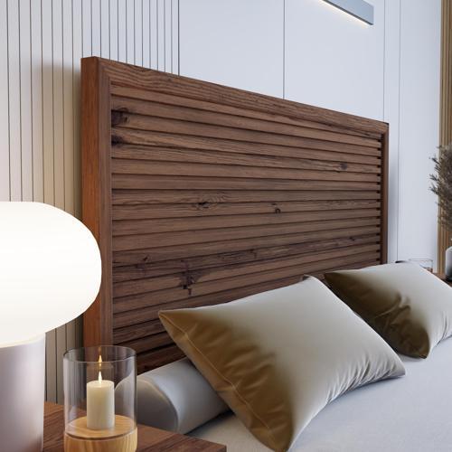 Alaz Model Ceviz Renk Çam Ahşap Karyola Ve İki Komodin Set ( Yatay ) 90x190 cm