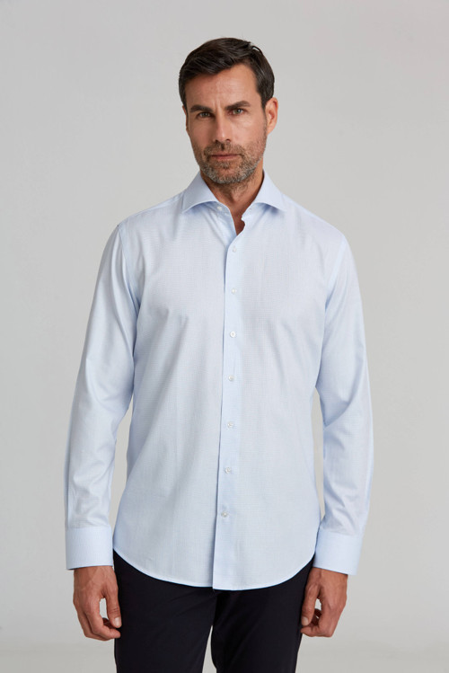 Mavi Modern Fit Pamuk Klasik Yarım İtalyan Yaka Gömlek