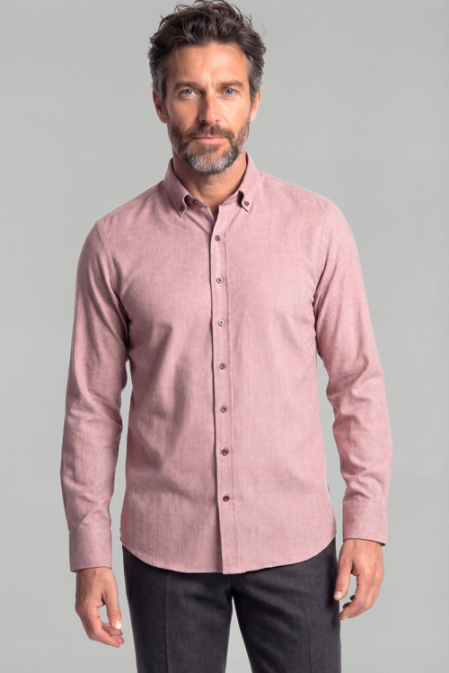 Bordo Regular Fit Pamuk Paşa Yaka Gömlek