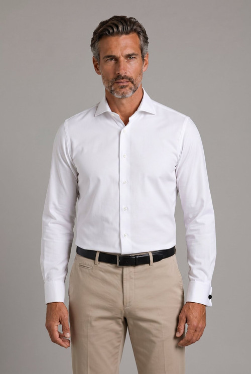 Beyaz Regular Fit Pamuk İtalyan Gömlek