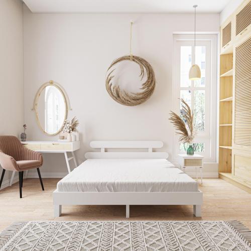 Damla Model Beyaz Renk Çam Ahşap Karyola 120x200 cm