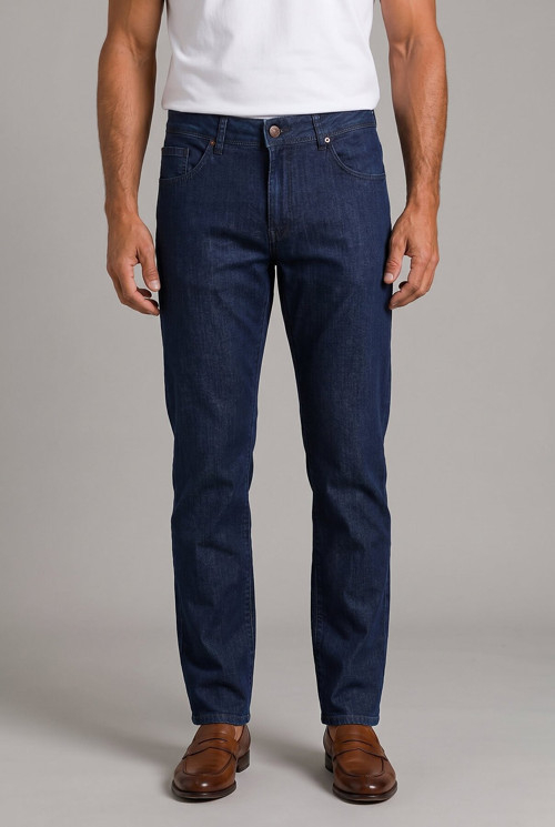 Indigo Pamuk Denim Cepli Doğal Jean Pantolon