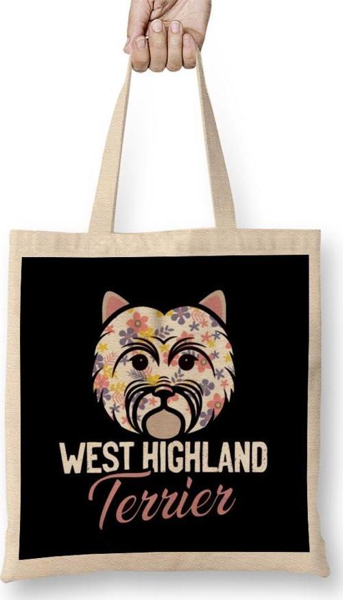 West Highland White Terrier Owner Floral Dog Breed Westie Bez Çanta Uzun Saplı