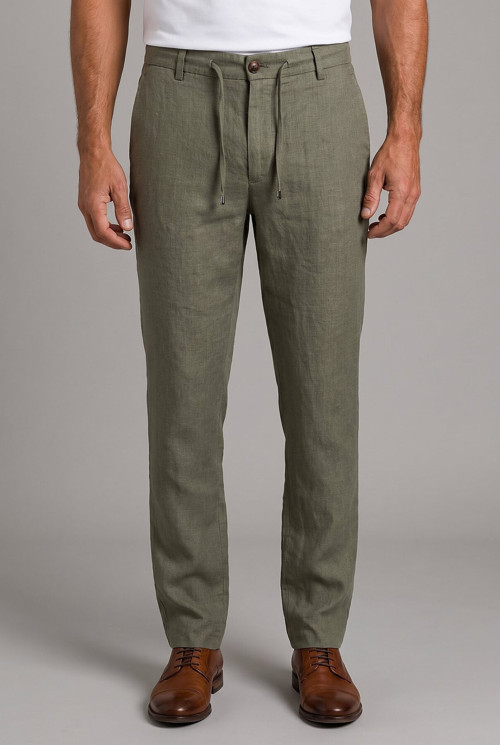 Haki Keten Jogger İpli̇ Spor Pantolon