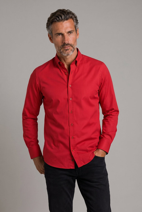 Kırmızı Regular Fit Pamuk Yılbaşı Gömlek
