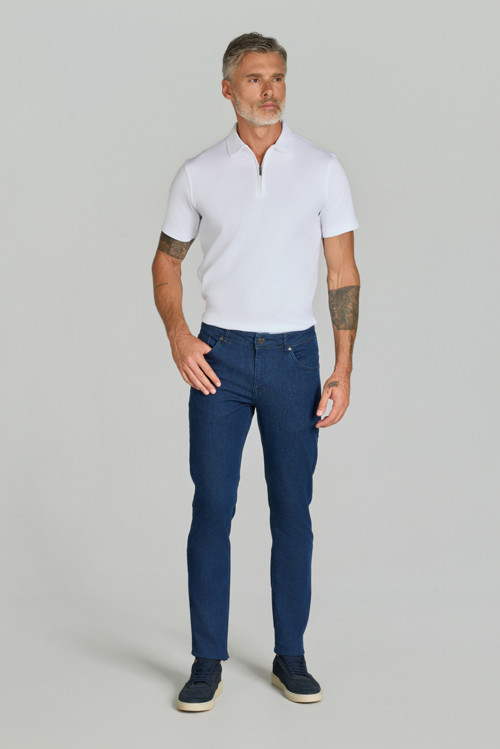 Lacivert Pamuk Denim Cepli Pamuklu Jean Pantolon