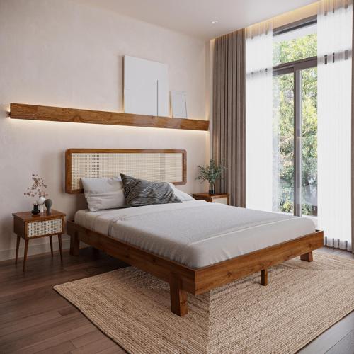 Hazeran Lilyum Model Ceviz Renk Ahşap Karyola 140x200 cm