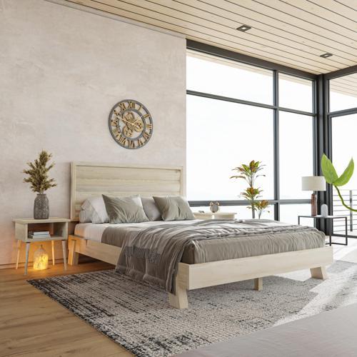 Hüma Model Vernikli Çam Ahşap Karyola Ve İki Komodin Set ( Yatay ) 160x200 cm