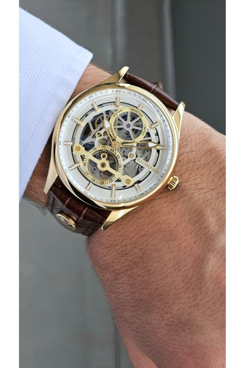 Rym-280267 Erkek İskelet Otomatik Kol Saati - Japon Mekanizma - 2 Yıl Garanti Gold-Brw-W