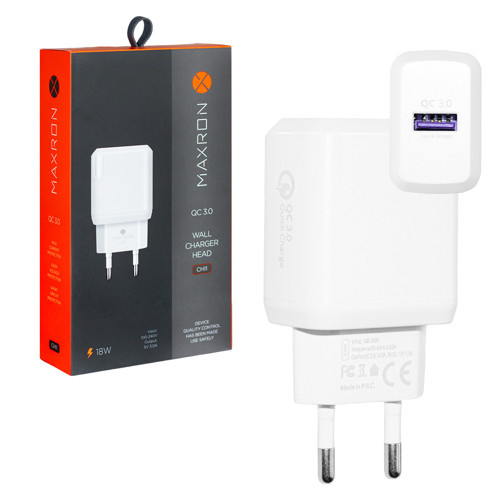 CH11 BEYAZ 5 VOLT 3 AMPER 18W QC 3.0 USB HIZLI ŞARJ KAFA BAŞLIK ADAPTÖRÜ