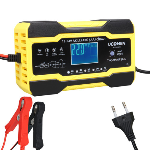UC-C121001A Sarı 12/24 Volt 10 Amper Led Göstergeli Akü Şarj Cihazı