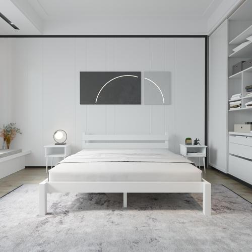 Letto Model Beyaz Renk Çam Ahşap Karyola 140x190 cm
