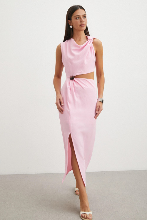 Drapeli Cut-Out Elbise