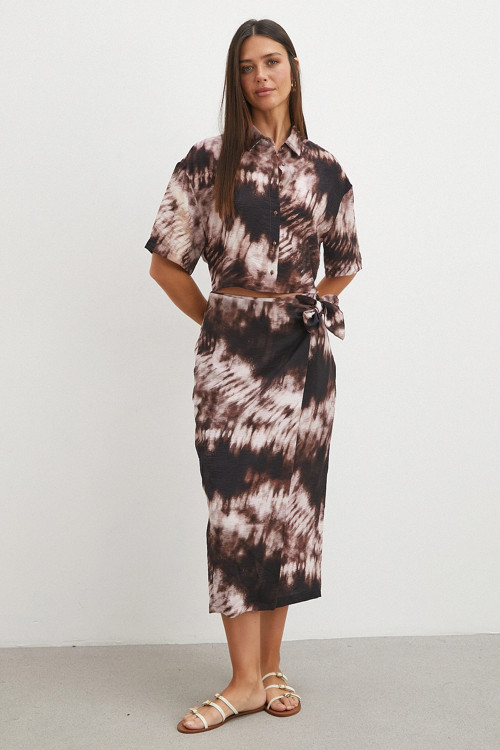Rust Fiyonklu Wrap Midi