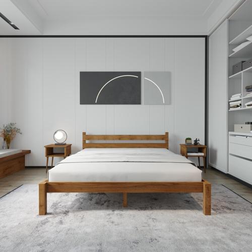 Letto Model Ceviz Renk Çam Ahşap Karyola 160x200 cm