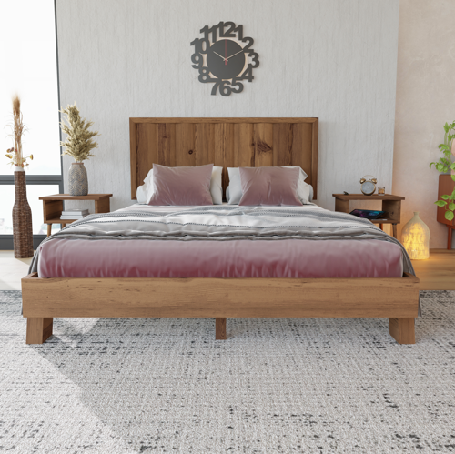 Hüma Model Ceviz Renk Çam Ahşap Karyola ( Dikey ) 100x200 cm