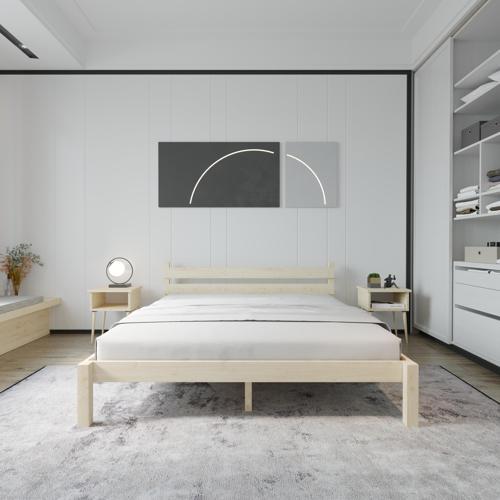 Letto Model Vernikli Ahşap Karyola Ve İki komodin Set 90x190 cm