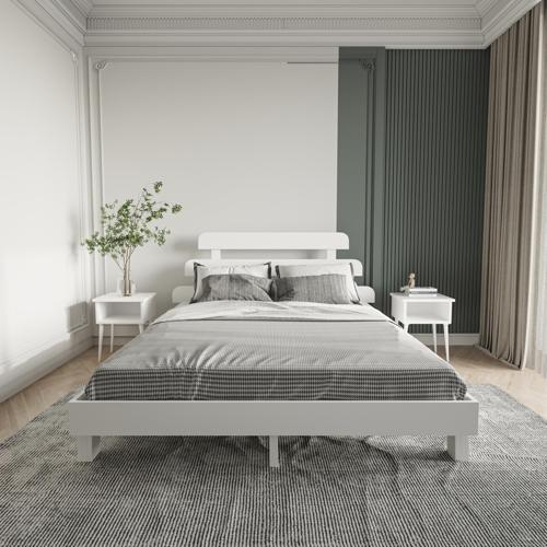 Lotus X New Firuze Model Beyaz Renk Ahşap Karyola 90x190 cm