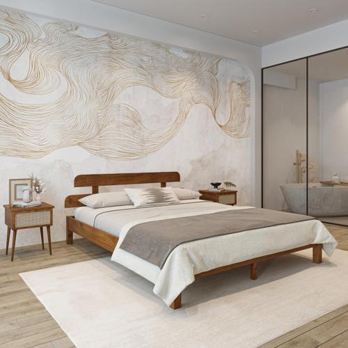 Lotus  Model Ceviz Renk Çam Ahşap Karyola 90x190 cm
