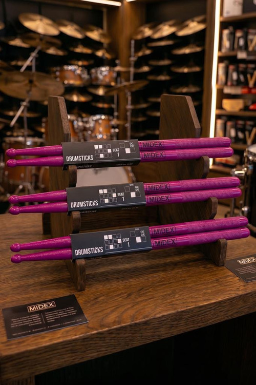 GFK-801PU-3X 5A Bateri Baget Kırılmaz Polyemid Mor Renk Davul Bageti 5A Drumsticks 6 Adet (3 Çift)