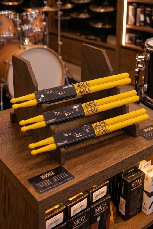 GFK-801YL-3X 5A Bateri Baget Kırılmaz Polyemid Sarı Renk Davul Bageti 5A Drumsticks 6 Adet (3 Çift)