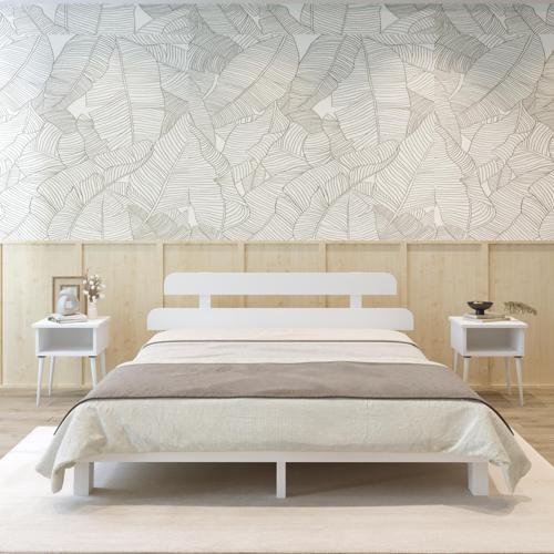 Lotus New Model Beyaz Renk Ahşap Karyola Ve İki komodin Set 90x190 cm
