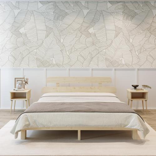 Lotus New Model Doğal Ahşap Karyola Ve İki komodin Set 90x190 cm