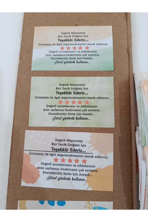 100 Adet - Teşekkür Etiketi - Etiket – 5X8 Cm – Parlak Kuşe Etiket