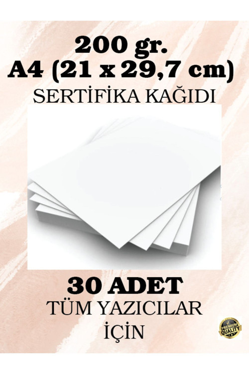 200 Gr Kartuşlu Mürekkepli Tüm Yazıcılara Uygun 30 Adet Kalın Sertifika Kağıt