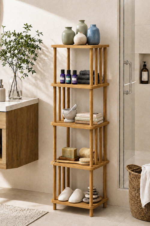 Tetra Banyo Dolabı Kolay Kurulum Raflı Çok Amaçlı Dolap Sepet